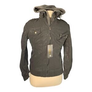 Wulful Men's Black and Grey Medium Duty Jacket With removable liner and hood S